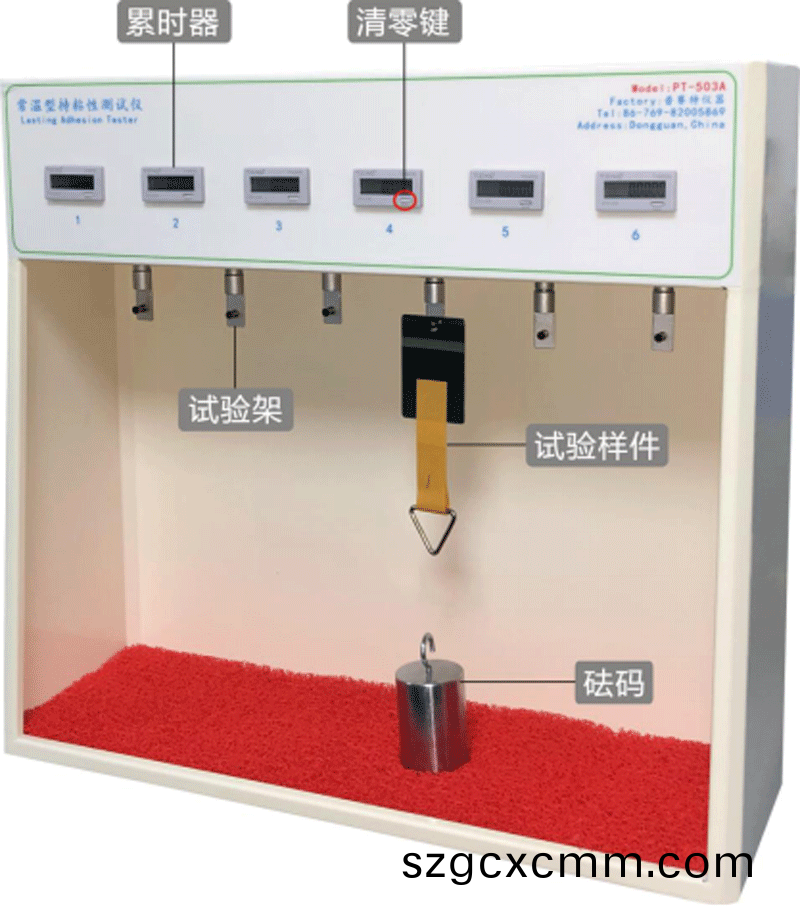 常(chang)溫型(xing)持(chi)粘(zhan)性試驗(yàn)(yan)機(jī)結(jié)構(gòu)圖